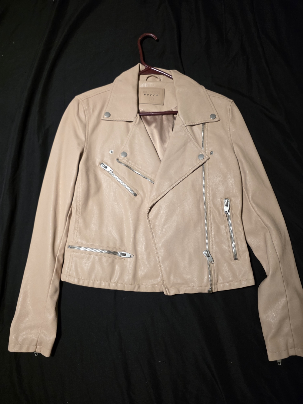 Blank NYC Taupe Leather Moto Jacket with Silver Hardware